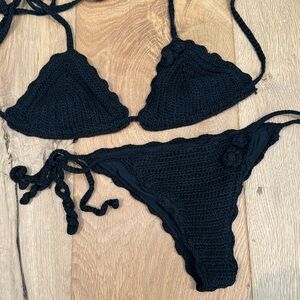 Frankies bikinis size small black crochet set